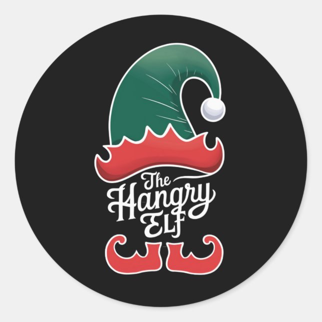 The Hangry Elf Family Matching Group Christmas  Classic Round Sticker (Front)