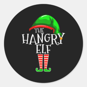 The Hangry Elf Family Matching Group Christmas Fun Classic Round Sticker