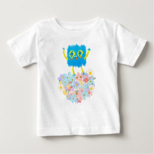 The Happy Blue Scribble on a Bed of Flowers Baby T-Shirt