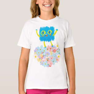 The Happy Blue Scribble on a Bed of Flowers T-Shirt