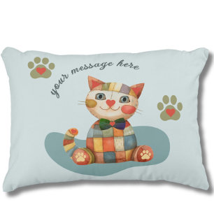 The Happy Cat Colourful Patchwork Custom Decorative Cushion