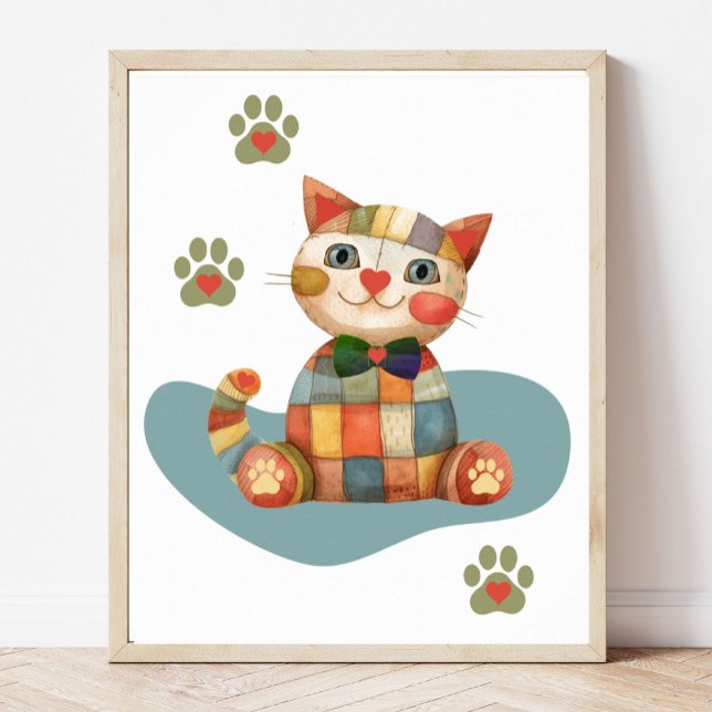 The Happy Cat Colourful Patchwork Custom Poster (Creator Uploaded)