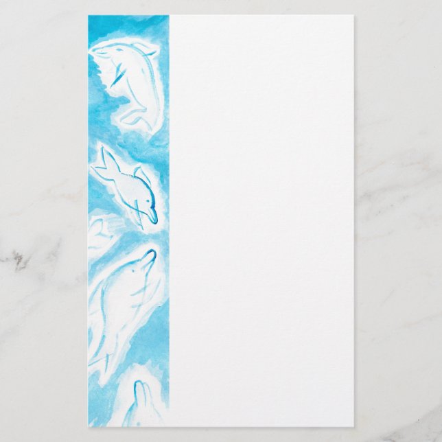 The Happy Dolphins blue fun drawing by FabSpark Stationery (Front)