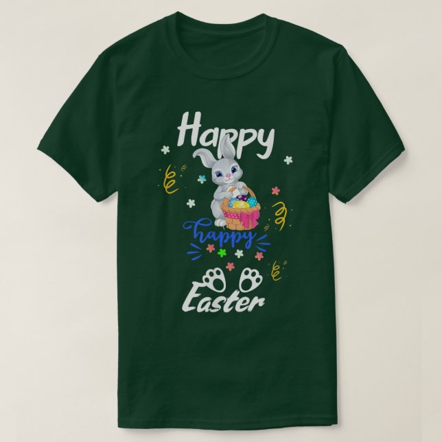 The Happy Easter Cute Easter Bunny  T-Shirt (Design Front)