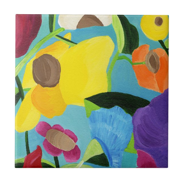 The Happy Garden Ceramic Tile. Tile (Front)