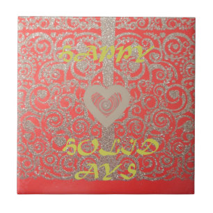 The Happy Holidays Heart Red and Gold Collection Tile