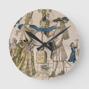 The Happy Marriage (stencil coloured woodcut) Round Clock