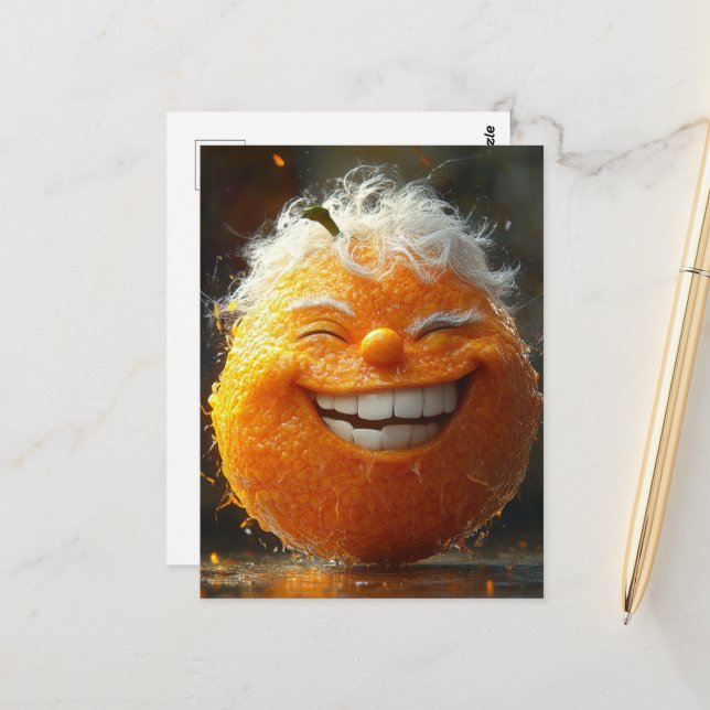 The Happy Orange Postcard (Front/Back In Situ)