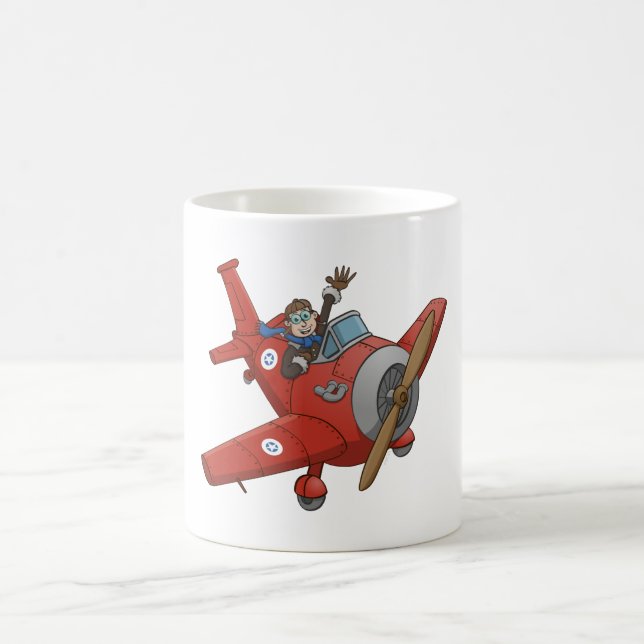 The happy pilot in the red plane. coffee mug (Center)