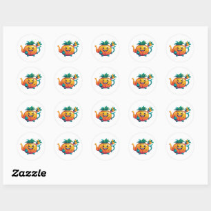 The Happy & Prosperous Pineapple Teapot Classic Round Sticker