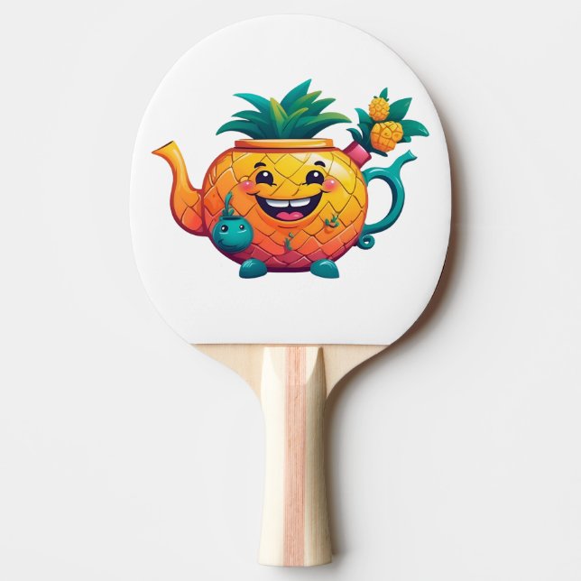 The Happy & Prosperous Pineapple Teapot Ping Pong Paddle (Front)
