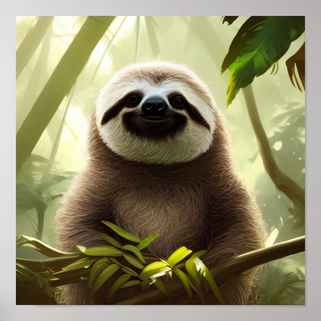 The Happy Sloth Digital Art Poster (Front)
