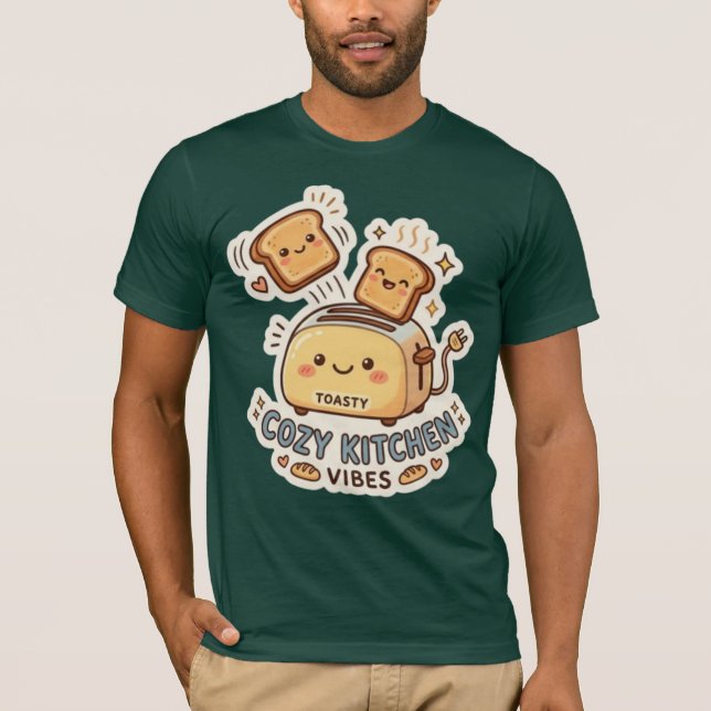 The Happy Toaster | Quirky Breakfast Sticker Tee (Front)