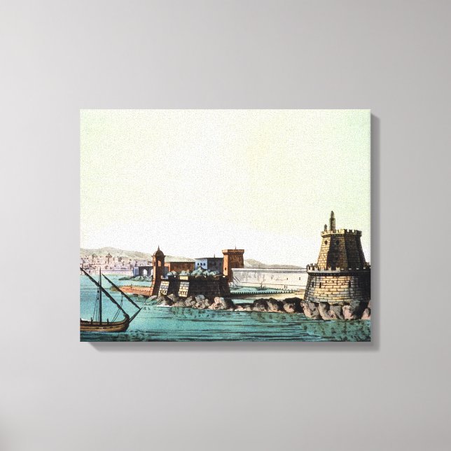 The Harbour and Mole at Algiers, plate 69 from 'Le Canvas Print (Front)
