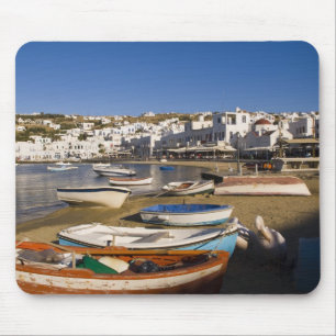 The harbour town with colourful fishing boats mouse pad