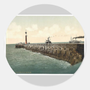 The harbour, Warnemunde, Rostock, Classic Round Sticker