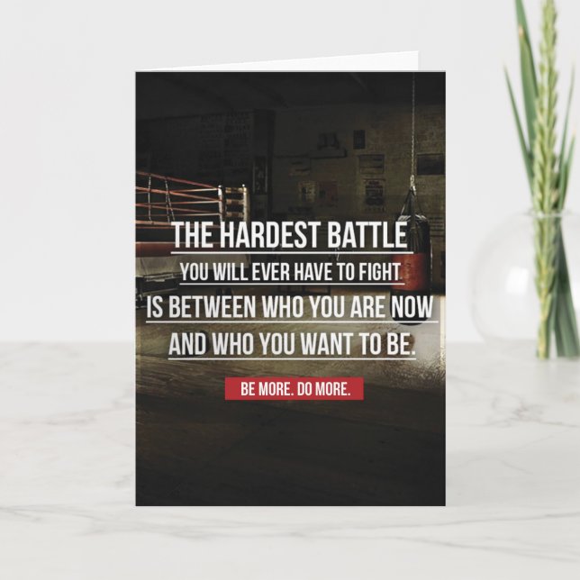 The Hardest Battle - Workout Motivational Card (Front)