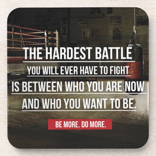 The Hardest Battle - Workout Motivational Coaster (Front)