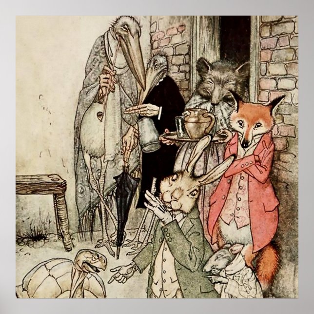 “The Hare and the Tortoise” by Arthur Rackham Poster (Front)