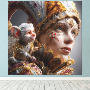 "The Harlequin Monkey with Magic Wings Canvas Print