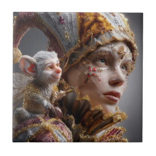 "The Harlequin Monkey with Magic Wings Tile