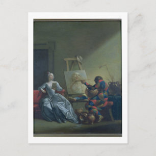 The Harlequin Painter, c.1742 (oil on canvas) Postcard