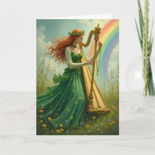 The Harpist and the Rainbow St. Patrick's Day Holiday Card