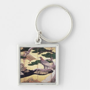 The Hawks in the Pines, 6 panel folding screen Key Ring
