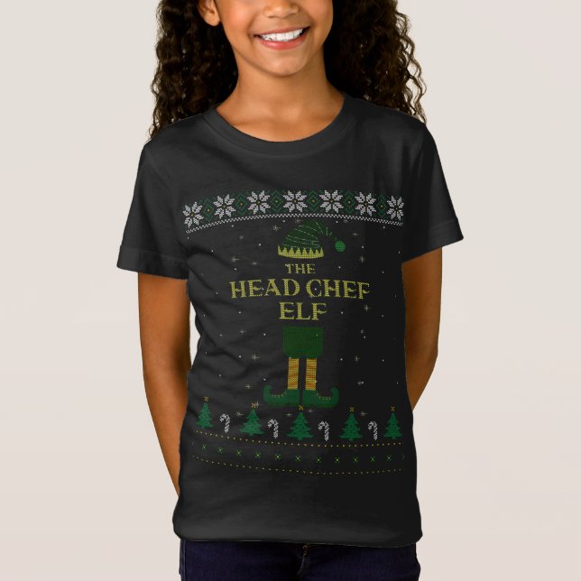 The Head Chef Elf Matching Family Ugly Christmas S T-Shirt (Front)