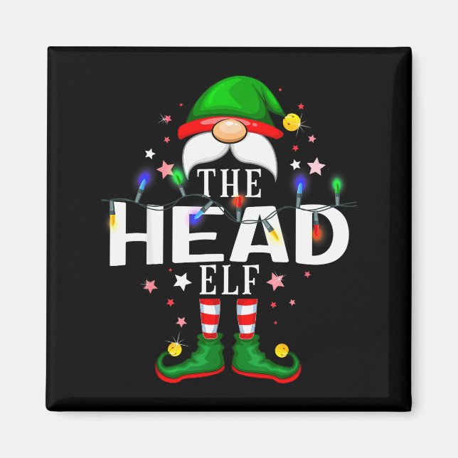 The Head Elf Christmas Family Pajama Party  Magnet (Front)
