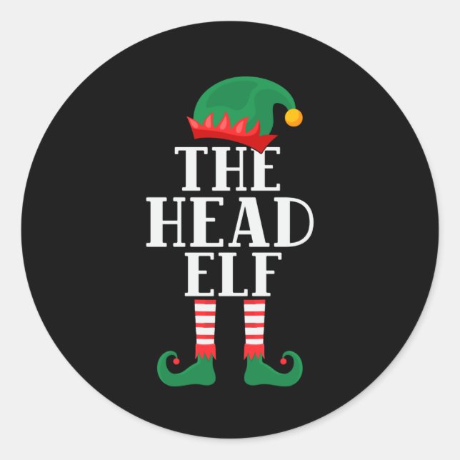 The Head Elf Funny Christmas Classic Round Sticker (Front)