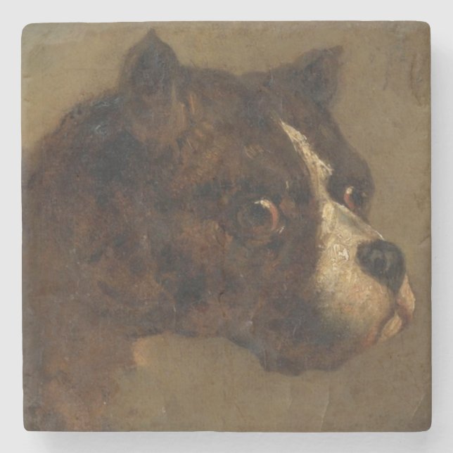 The Head of a Bulldog (by Théodore Géricault) Stone Coaster (Front)