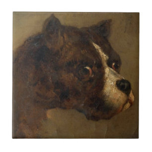 The Head of a Bulldog (by Théodore Géricault) Tile