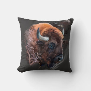 The head of a European bison Cushion