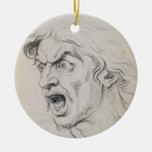 The head of a man screaming in terror, a study for ceramic tree decoration