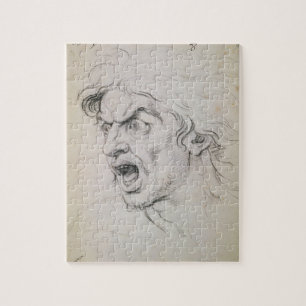 The head of a man screaming in terror, a study for jigsaw puzzle