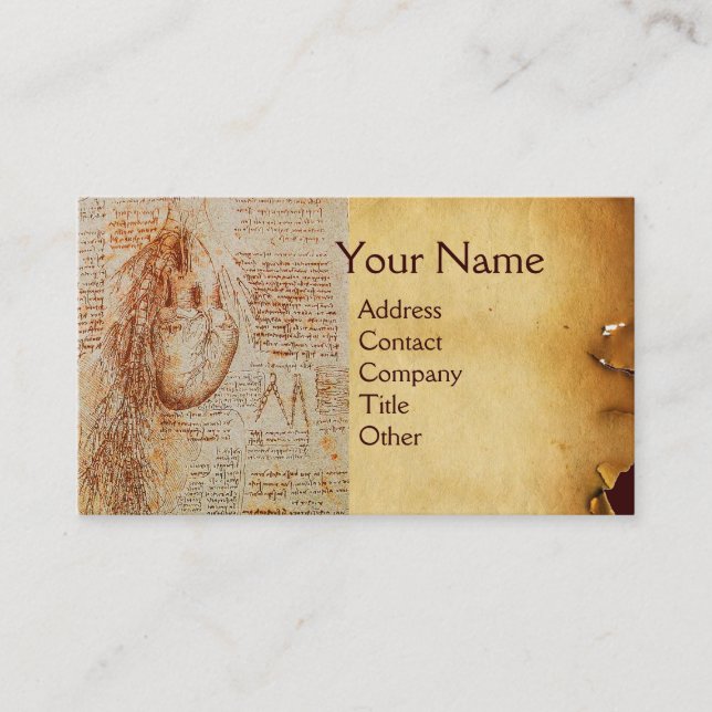 The Heart and the Bronchial Arteries Parchment Business Card (Front)