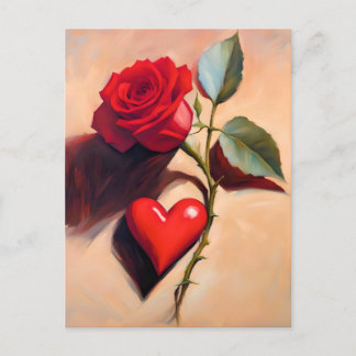 The Heart and The Rose - Romantic Love OWN ART Postcard