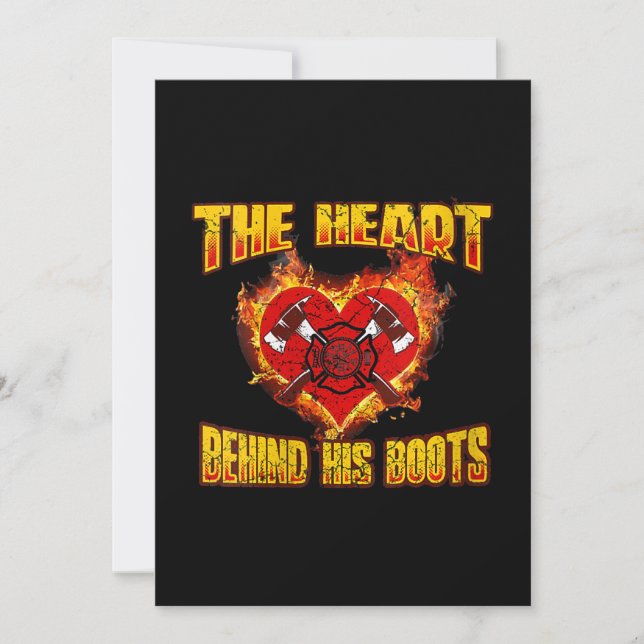 The Heart Behind His Boots | Firefighter Lovers Holiday Card (Front)