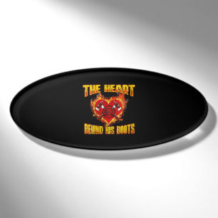 The Heart Behind His Boots Firefighter Lovers Name Tag