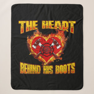 The Heart Behind His Boots Firefighter Lovers Sherpa Blanket
