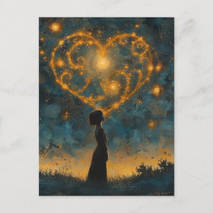 The Heart in the Stars and an Amazed Girl  Postcard