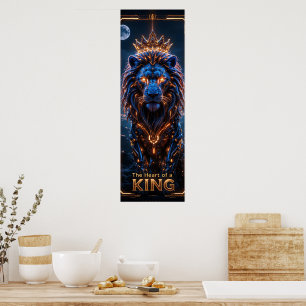 The Heart of a King Poster – Glowing Cyber Lion 