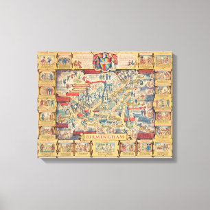 The Heart of Birmingham, England Map Canvas Print