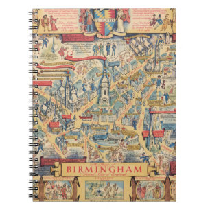 The Heart of Birmingham, England Map Notebook