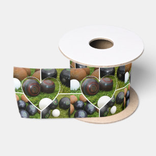 The Heart of Lawn Bowls: A Vintage Photo Collage Satin Ribbon