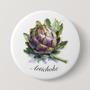 The Heart of the Garden: Artichoke in Watercolor 7.5 Cm Round Badge