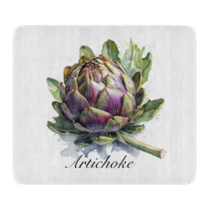 The Heart of the Garden: Artichoke in Watercolor Cutting Board