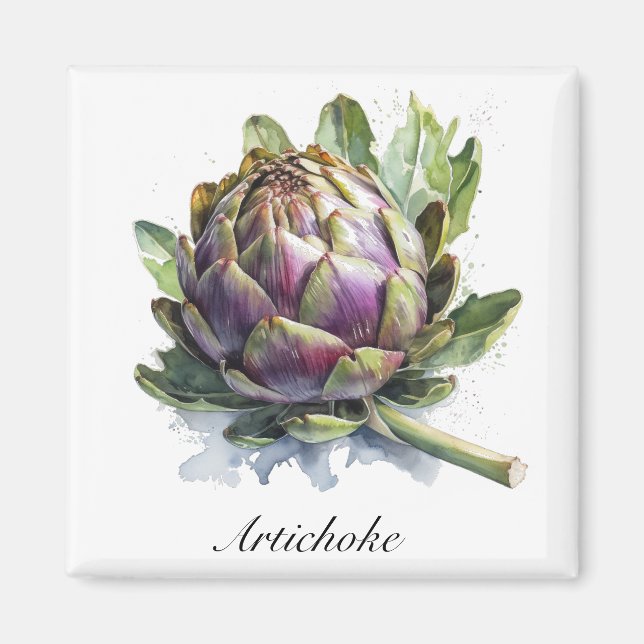 The Heart of the Garden: Artichoke in Watercolor Magnet (Front)