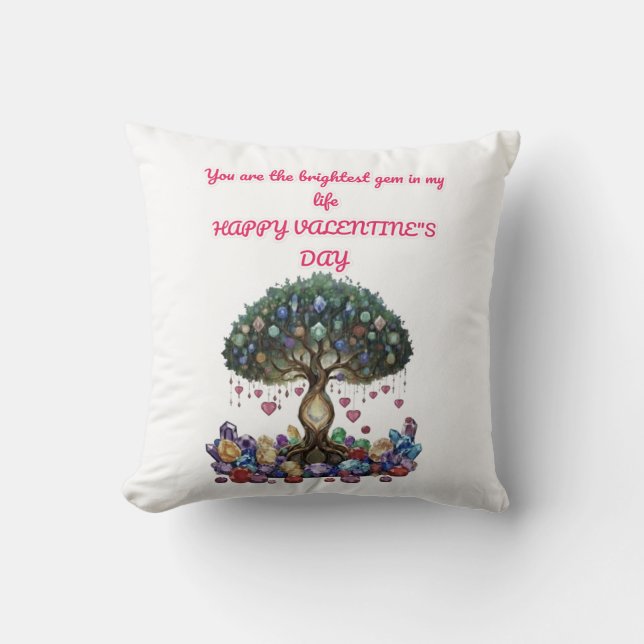 The Heart of the Gem Tree: A Romantic Valentine's  Cushion (Front)